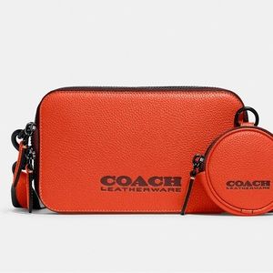 Coach Charter Leather Crossbody in Orange